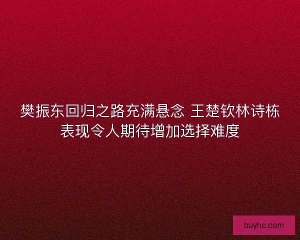 樊振东回归之路充满悬念 王楚钦林诗栋表现令人期待增加选择难度