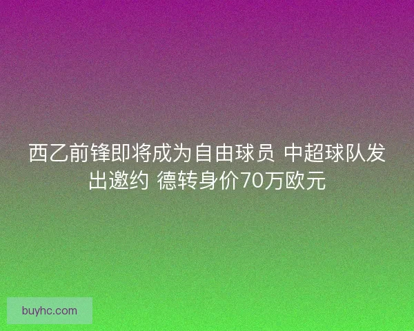 西乙前锋即将成为自由球员 中超球队发出邀约 德转身价70万欧元