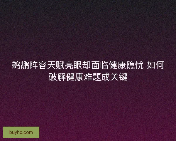 鹈鹕阵容天赋亮眼却面临健康隐忧 如何破解健康难题成关键